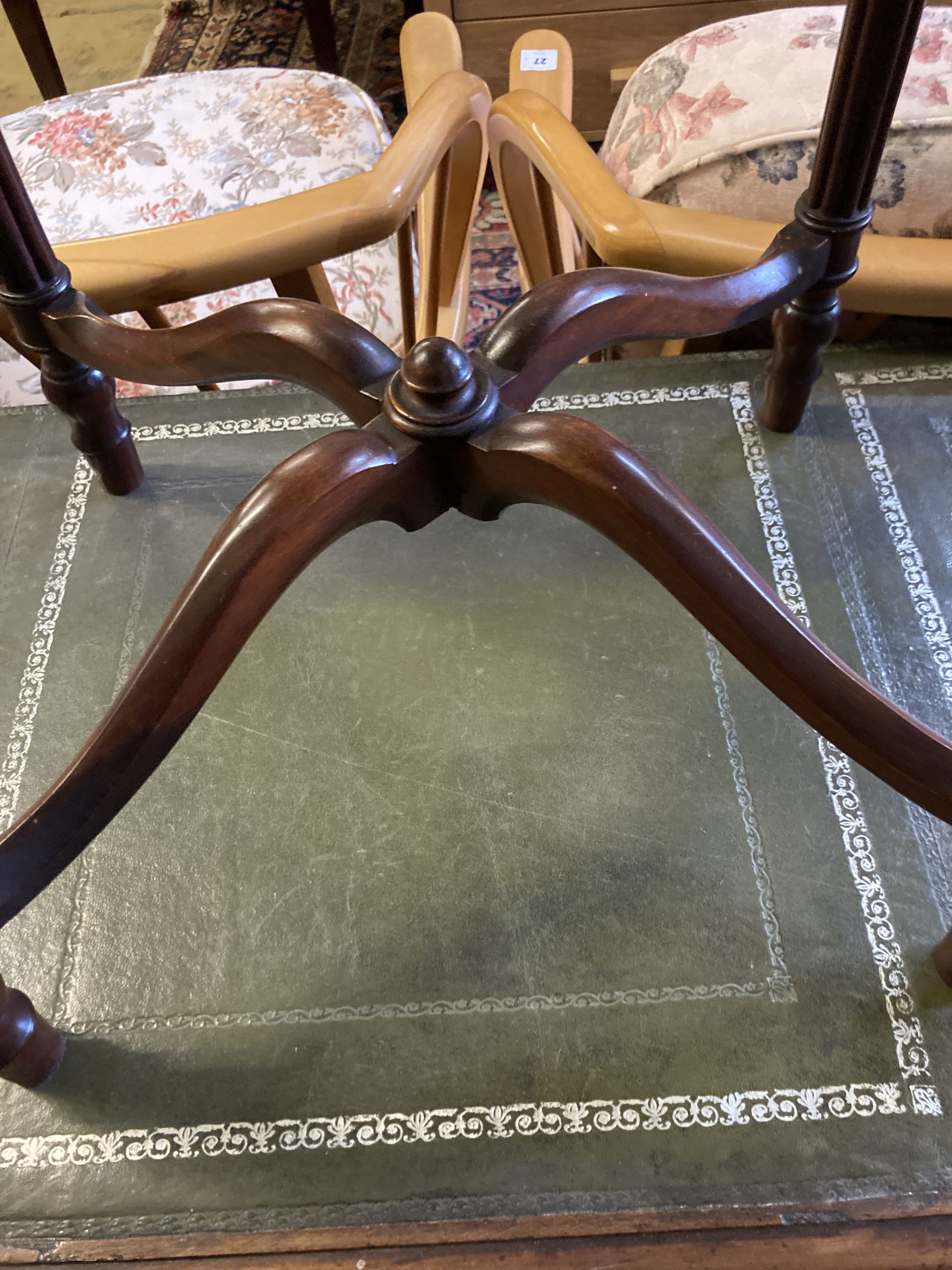 A Regency design inlaid mahogany sewing table, width 47cm, depth 40cm, height 75cm